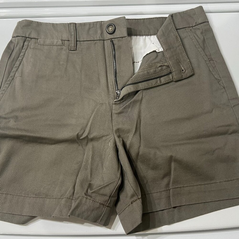Merona Khaki Chino Wm 6 Shorts Casual 4" Inseam 100% Cotton Classic Preppy